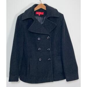 Anne Klein Wool Blend Double Breasted Coat - Size Womens M - Charcoal Gray, Soft